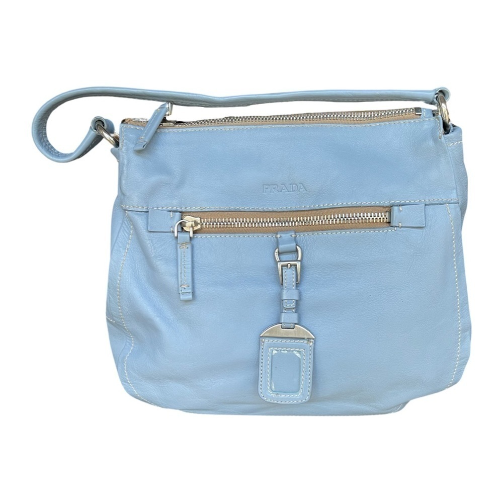 Prada Vitello Daino Blue Leather Hobo Bag - Picture 3 of 14